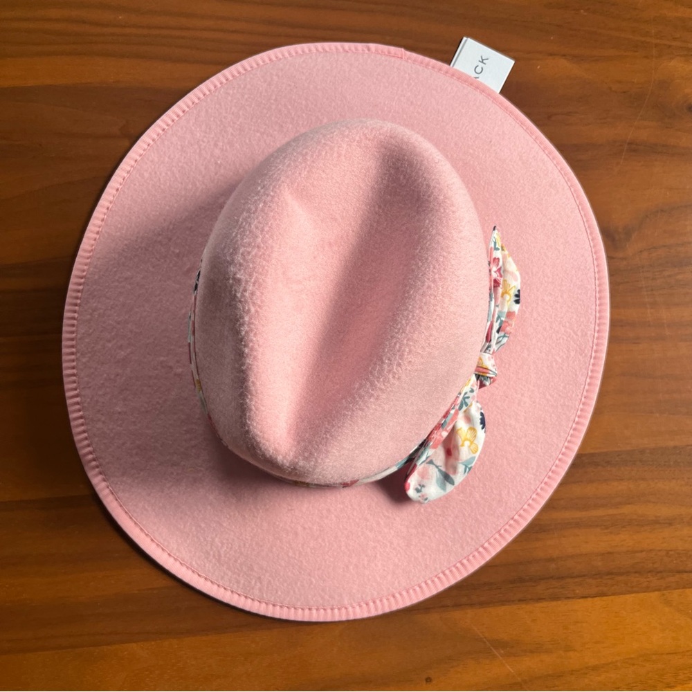 JANIE & JACK | NWT Pink Kids Fedora Hat with Floral knot bow Suze 2-3T - Picture 2 of 6